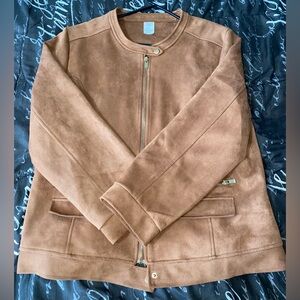 NEW Women’s XL Tan Zip Moto Jacket – Soft Suede Look, Cozy Perfect Fall Neutral
